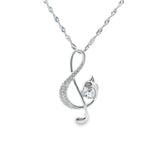Women 925 Silver Rhodium Musical Note Pendant