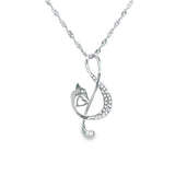 Women 925 Silver Rhodium Musical Note Pendant