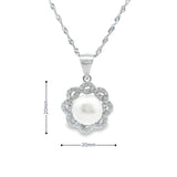 Women 925 Silver Rhodium Pearl Ds Pendant