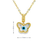 Butterfly Evil eye Mother of Pearl 10K Gold
