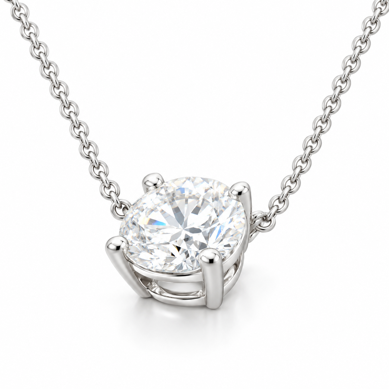 Classic Round Brilliant Cut Solitaire Diamond necklace - 14k 1.5carat