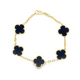 10K Gold Large Black Onyx Clover Bracelet