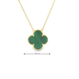 18K Large Green Malachite Clover Necklace