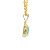 Gold Pendant with Emerald-Cut  and CZ Halo