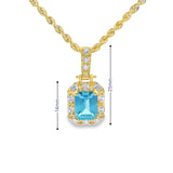 Gold Pendant with Emerald-Cut  and CZ Halo