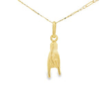I Love you Hand Gesture Pendant 10K Gold -UniSex