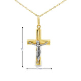 Jesus Cross Two-Tone Pendant 10K Gold - Batran