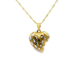 Pendentif cœur bicolore en or 10 carats taillé