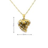 Pendentif cœur bicolore en or 10 carats taillé