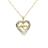 Pendentif cœur en or 10 carats et diamants - Maman