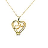 Pendentif cœur en or 10 carats et diamants - Maman