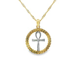Ankh Cross Pendant Two-Tone 10K Gold -Ankra