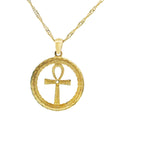 Ankh Cross Pendant Two-Tone 10K Gold -Ankra