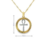 Ankh Cross Pendant Two-Tone 10K Gold -Ankra