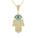 Hamsa Pendant 10K Gold-Albastrul