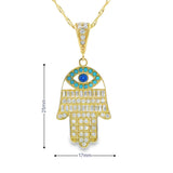 Hamsa Pendant 10K Gold-Albastrul
