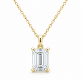 Emerald Cut Solitaire Diamond necklace - 14k