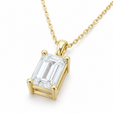 Emerald Cut Solitaire Diamond necklace - 14k