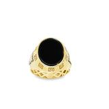 Men Gold Black Stone Ring 10K
