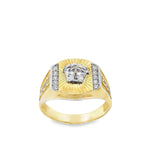Men Gold Two-Tone Medusa Ring 10K