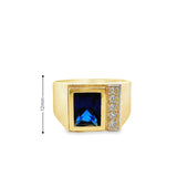 Men Gold Ring 10K-Albastru