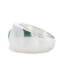 Men 925 Silver Rhodium Ring-Emerald