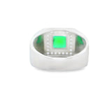 Men 925 Silver Rhodium Ring-Emerald