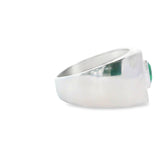 Men 925 Silver Rhodium Ring-Emerald