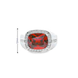 Men 925 Silver Rhodium Ring-Garnet
