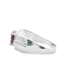 Men 925 Silver Rhodium Ring-Garnet