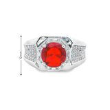 Men 925 Silver Rhodium Ring-Ruby