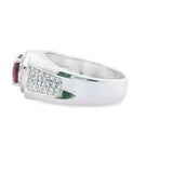 Men 925 Silver Rhodium Ring-Ruby