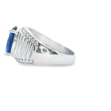 Men 925 Silver Rhodium Ring-Sapphire