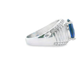 Men 925 Silver Rhodium Ring-Sapphire