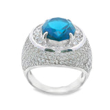 Men 925 Silver Rhodium Ring-Sapphire Big