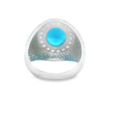 Men 925 Silver Rhodium Ring-Sapphire Big