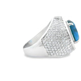 Men 925 Silver Rhodium Ring-Sapphire Big