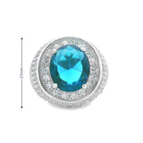 Men 925 Silver Rhodium Ring-Sapphire Big