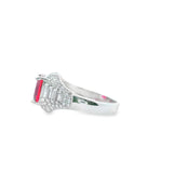 Men 925 Silver Rhodium Ring Pink Topaz
