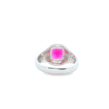 Men 925 Silver Rhodium Ring Pink Topaz