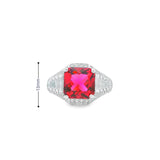 Men 925 Silver Rhodium Ring Pink Topaz