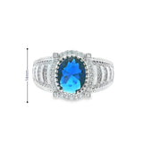 Men 925 Silver Rhodium Ring Blue Sapphire