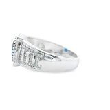 Men 925 Silver Rhodium Ring Blue Sapphire