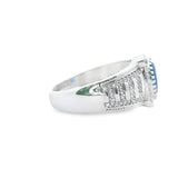 Men 925 Silver Rhodium Ring Blue Sapphire