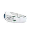 Men 925 Silver Rhodium Ring Blue Sapphire-Mic