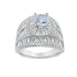 Women 925 Silver Rhodium Ring-Big White