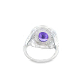 Women 925 Silver Rhodium Ring Purple Sapphire