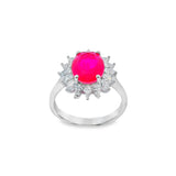 Women 925 Silver Rhodium Ring Pink Rubellite