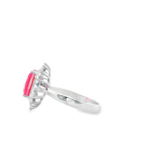 Women 925 Silver Rhodium Ring Pink Rubellite