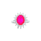Women 925 Silver Rhodium Ring Pink Rubellite